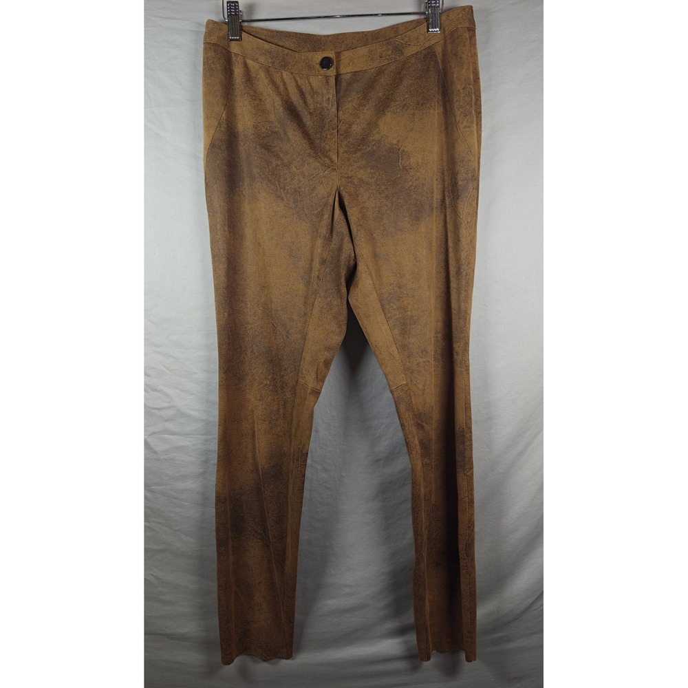 Chelsea & Theodore Brown Faux Suede Distressed Slim Leg Pants Size 8‎